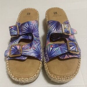 White Mountain Purple and Pink Buckle Sandals